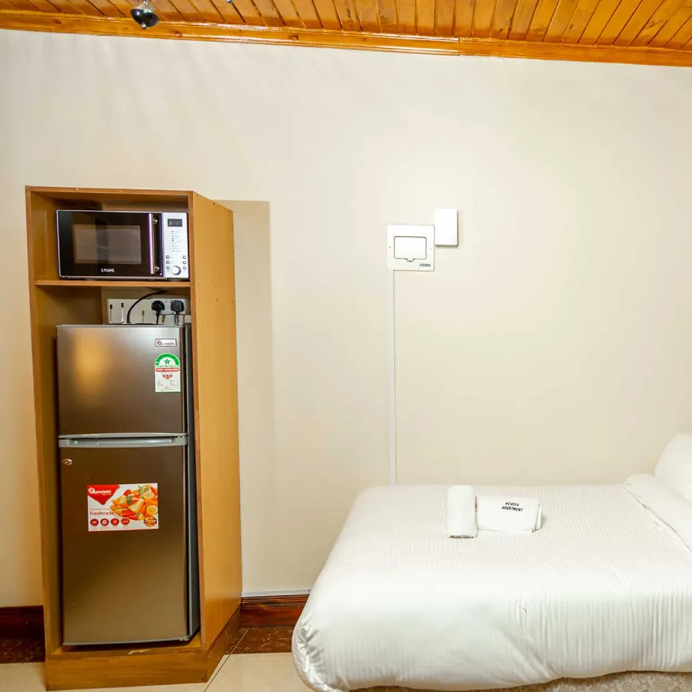 Fridge at acacia studio apartments